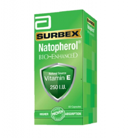 Abbott Surbex Natopherol Bio-Enhanced Vitamin E 250iu Capsules 60s (RSP: RM92)