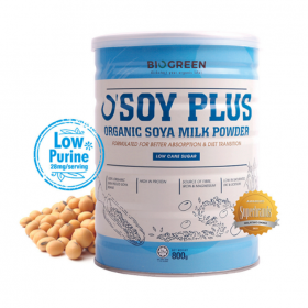 Biogreen O'Soy Plus Organic Low Sugar Soya Milk Powder 800g (RSP: RM48.90)