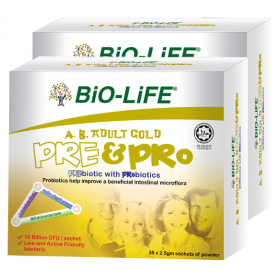 BIO-LIFE A.B.ADULT GOLD PRE & PRO 2.5G SACHET 2X30S (RSP : RM180)