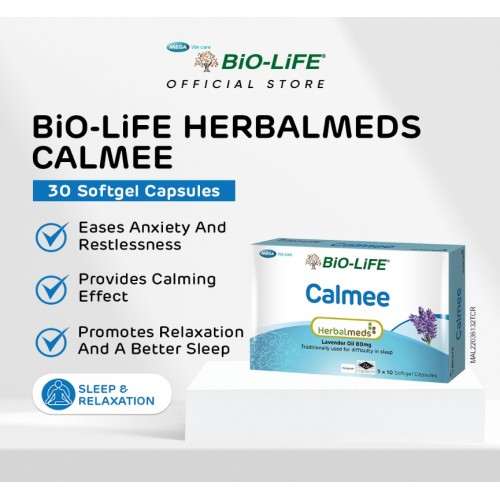 Bio-life Mega Herbalmeds Calmee (Lavender Oil 80mg) Capsules 3x10s (RSP: RM115)	