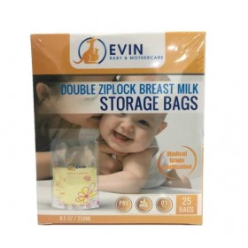 Evin Double Ziplock Vrest Milk Storage Bags 8.5OZ/250Ml 25Pcs (RSP: 14.5)