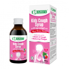 Hurix's Kids Cough Syrup With IVY Leaf Extract Plus 60ml (RSP: RM19.90)