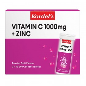 KORDEL'S VITAMIN C + ZINC EFFERVESCENT TABLET (PASSION FRUIT FLAVOR) 3X10S (RSP : RM46.80)