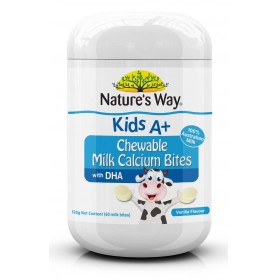 NATURE'S WAY KIDS A+ CHEWABLE MILK CALCIUM BITES WITH DHA 60S (RSP : RM49.90)