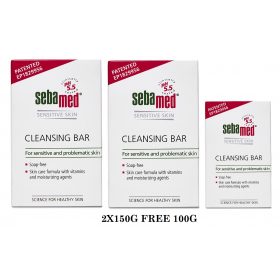 SEBAMED SENSITIVE SKIN PH5.5 CLEANSING BAR 2X150G FREE 100G (RSP : RM40.80)