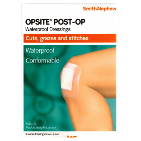 SMITH & NEPHEW OPSITE POST-OP (CLEAR ADHESIVE WATERPROOF DRESSING) 9.5CMX8.5CM 3S (RSP : RM29.60)