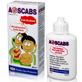 A-SCABS SOLUTION (ANTI-SCABIES) (PERMETHRIN 5%) 30ML (RSP: RM16.75)