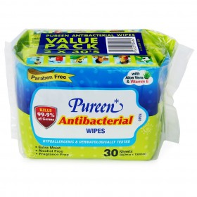 Pureen Antibacterial Wipes 2x30s (RSP: RM7.20)