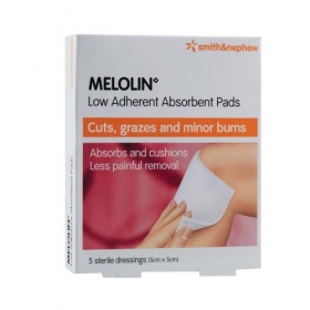 Smith & Nephew Melolin Low Adherent Absorbent Pads 5s (5cm x 5cm) (RSP: RM11.30)
